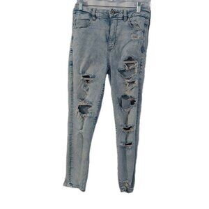 American Eagle Womens Size 8 Short Blue Jeans Distressed Next Level Stretch